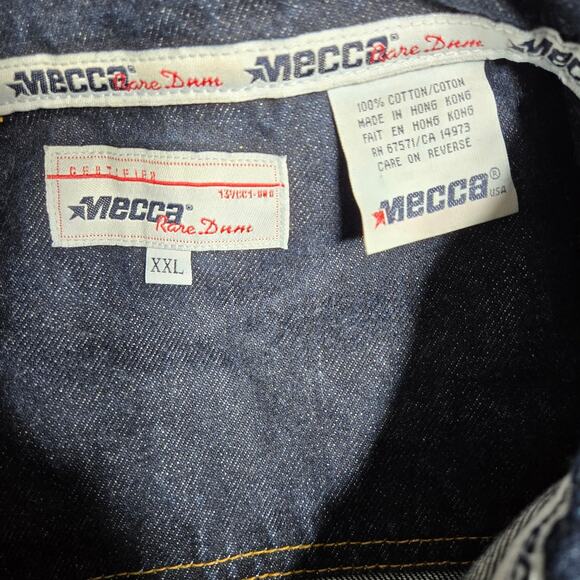 Vintage Mecca Denim Jacket Mens XXLarge Dark Wash Streetwear Hip Hop Rap 80s 90s - Picture 4 of 12